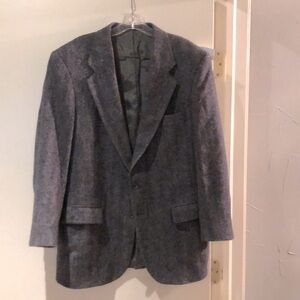 Barrington Men's Blazer Jacket Gray Wool Tweed Herringbone 2 Button Size‎ 42R